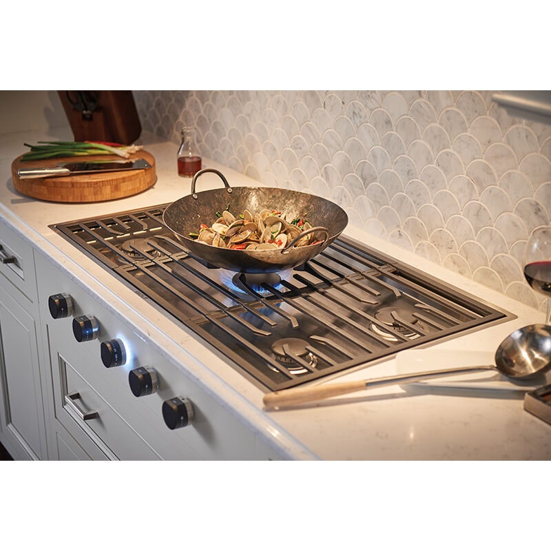 Wolf Contemporary 36 in. 5-Burner Natural Gas Cooktop with Simmer Burner & Power Burner - Stainless Steel, , hires