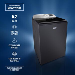 Maytag Pet Pro 27 in. 5.2 cu. ft. Smart Top Load Washer with Agitator & Sanitize with Oxi - Midnight Steel, Midnight Steel, hires