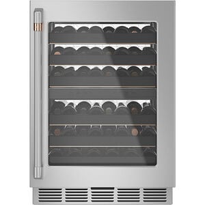 Cafe 24 in. Undercounter Smart Wine Cooler with Metal Racks, Dual Temperature Zones & 46 Bottle Capacity - Stainless Steel, Stainless Steel, hires