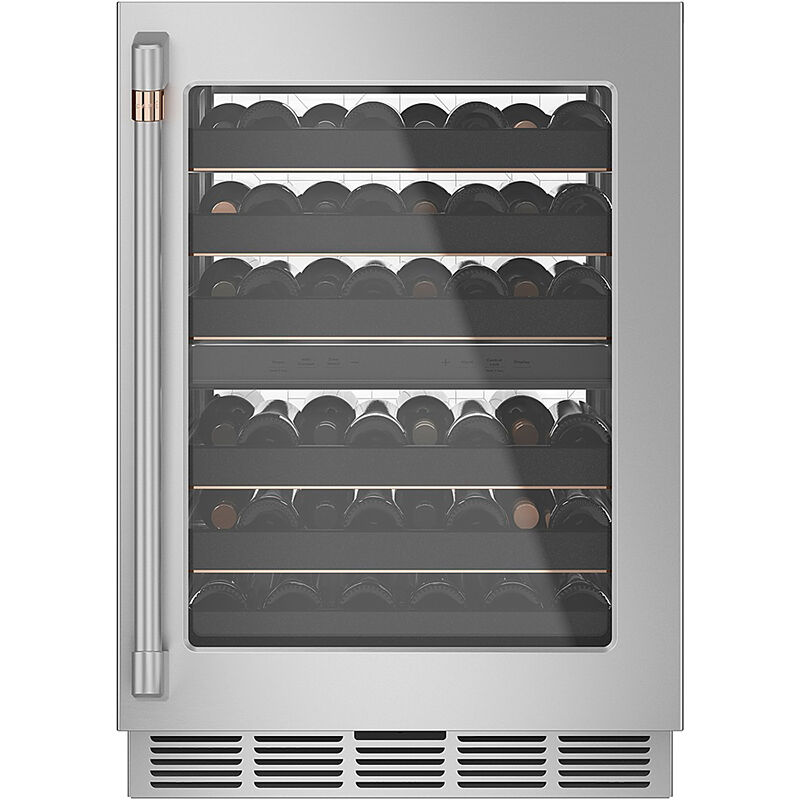 Cafe 24 in. Undercounter Smart Wine Cooler with Metal Racks, Dual Temperature Zones & 46 Bottle Capacity - Stainless Steel, Stainless Steel, hires