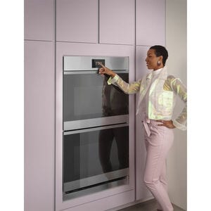 Cafe Minimal Series 30 in. 10 cu. ft. Smart Top Control Electric Double Wall Oven with True European Convection - Platinum Glass, Platinum Glass, hires