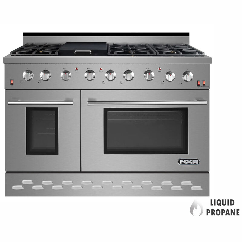 NXR 48 in. 7.2 cu. ft. Standard Convection Double Oven Liquid Propane Gas Range with 6 Sealed Burners - Stainless Steel, , hires