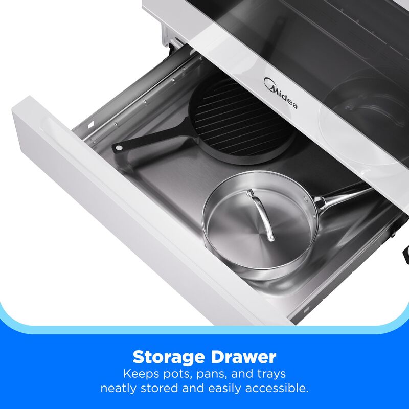 Midea 30 in. 6.1 cu. ft. Gas Range with 4 Sealed Burners - White, White, hires