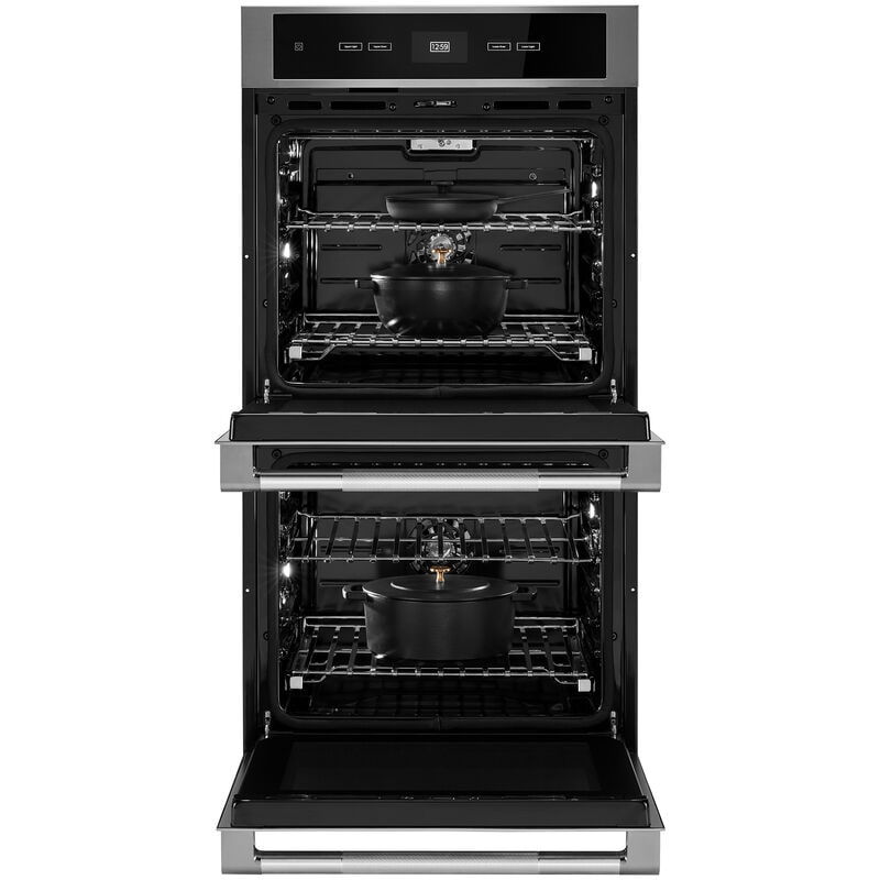 JennAir Rise 27 in. 8.6 cu. ft. Front Control Electric Double Wall Oven with Standard Convection - Stainless Steel, , hires