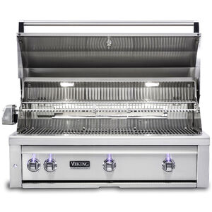 Viking 5 Series 42 in. 3-Burner Built-In Liquid Propane Gas Grill with Rotisserie, Sear Burner & Smoker Box - Stainless Steel, , hires
