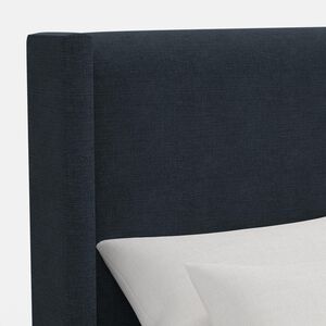 Skyline Furniture Linen Fabric Upholstered Full Size Wingback Bed - Navy, , hires