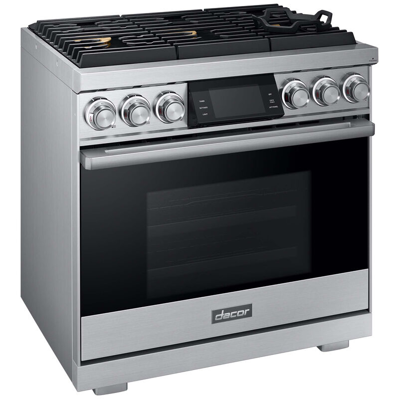 Dacor Contemporary 36 in. 5.4 cu. ft. Smart Dual Convection Gas Range with 6 Sealed Burners - Silver Stainless, , hires