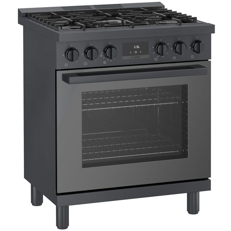 Bosch 800 Series 30 in. 3.7 cu. ft. Convection Oven Freestanding Gas Range with 5 Sealed Burners - Black with Stainless Steel, , hires