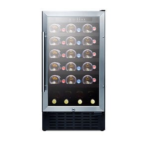Summit 18 in. Undercounter Wine Cooler with Wood Racks, Single Temperature Zone & 34 Bottle Capacity - Stainless Steel, , hires