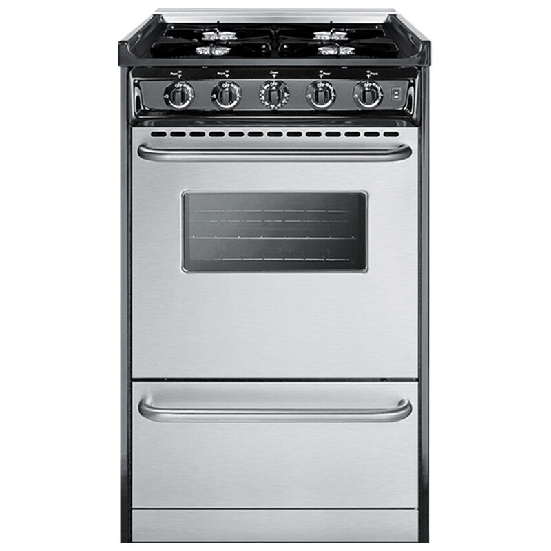 Summit 20 in. 2.4 cu. ft. Oven Freestanding Gas Range with 4 Open Burners - Stainless Steel, , hires