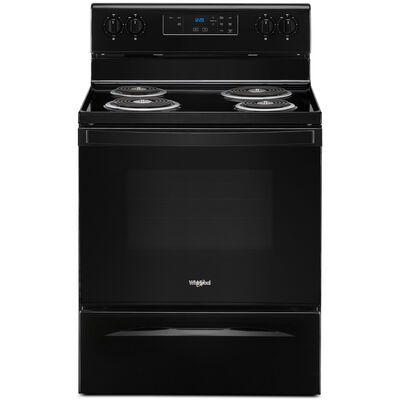 Whirlpool 30 in. 4.8 cu. ft. Oven Freestanding Electric Range with 4 Coil Burners - Black | WFC150M0JB