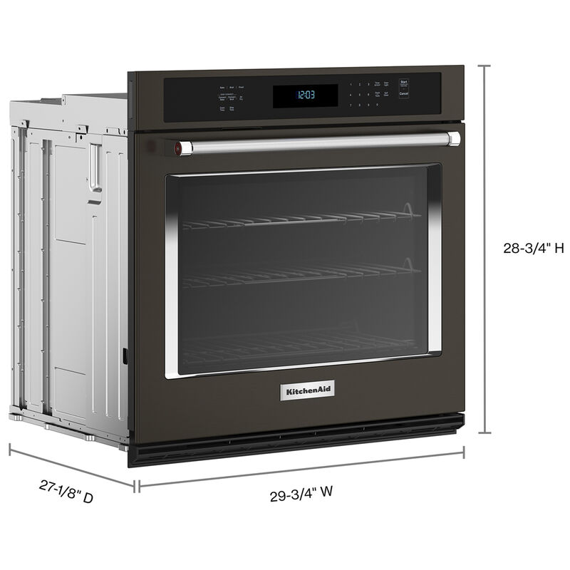 KitchenAid 30 in. 5 cu. ft. Smart Electric Single Wall Oven with True European Convection - Black Stainless Steel with PrintShield Finish, Black Stainless Steel with PrintShield Finish, hires