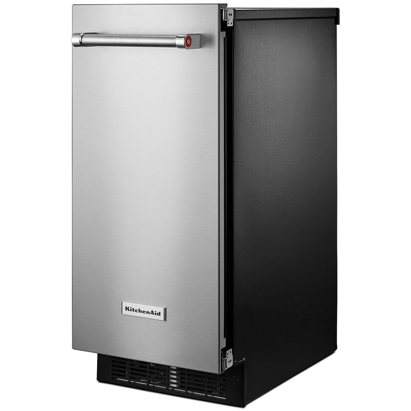 KitchenAid 15 in. Built-In Ice Maker with 25 Lbs. Ice Storage Capacity, Self- Cleaning Cycle, Clear Ice Technology & Digital Control - Stainless Steel with PrintShield Finish, Stainless Steel with PrintShield Finish, hires