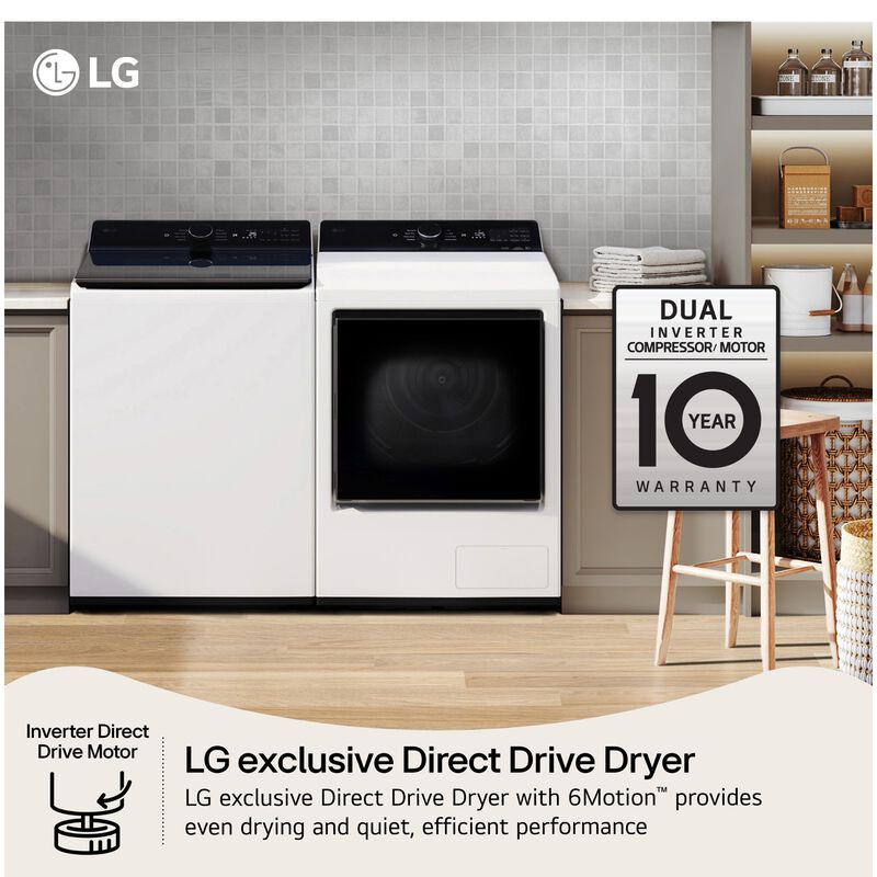 LG 27 in. 7.3 cu. ft. Smart Ventless Electric Dryer with Heat Pump & Sensor Dry - Alpine White, Alpine White, hires
