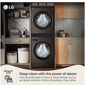 LG 27 in. WashTower with 4.5 cu. ft. Washer with 6 Wash Programs & 7.4 cu. ft. Gas Dryer with 6 Dryer Programs, Sensor Dry & Wrinkle Care - Black Steel, Black Steel, hires