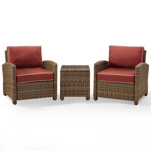 Crosley Bradenton 3-Piece Outdoor Chair and Side Table Set - Sangria, , hires