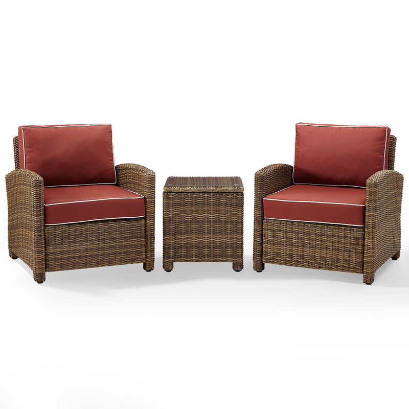 Crosley Bradenton 3-Piece Outdoor Chair and Side Table Set - Sangria, , hires