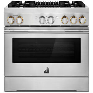 JennAir Rise Series 36 in. 5.1 cu. ft. Smart True European Convection Dual Fuel Range with 4 Sealed Burners & Grill - Stainless Steel, , hires