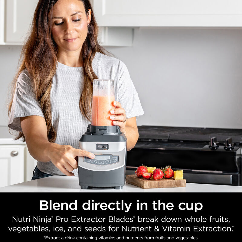 Ninja Pro 72 Ounce 3-Speed Blender with Single Serve Cups - Gray, , hires