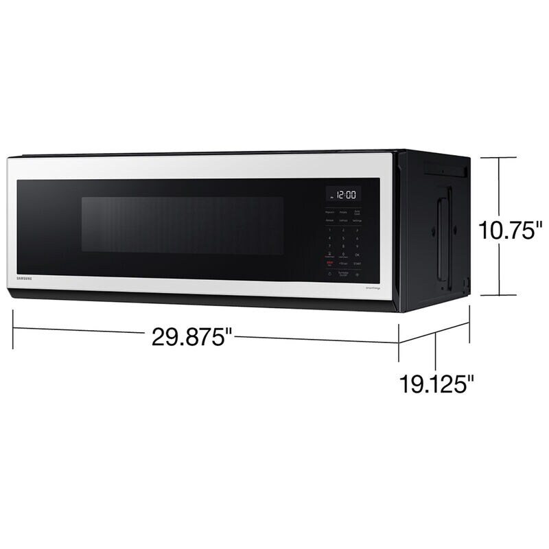 Samsung Bespoke 30 in. 1.1 cu. ft. 1100W Low Profile Smart Over-the-Range Microwave with 400 CFM - White Glass, , hires