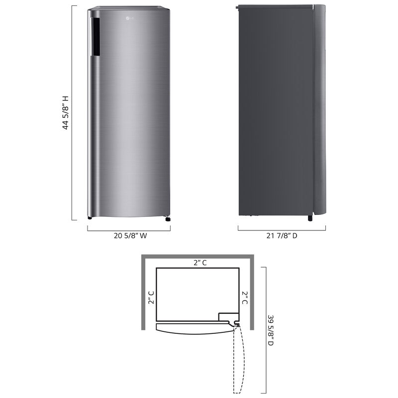 LG 21 in. 5.8 cu. ft. Mini Fridge with Freezer Compartment - Platinum Silver, , hires