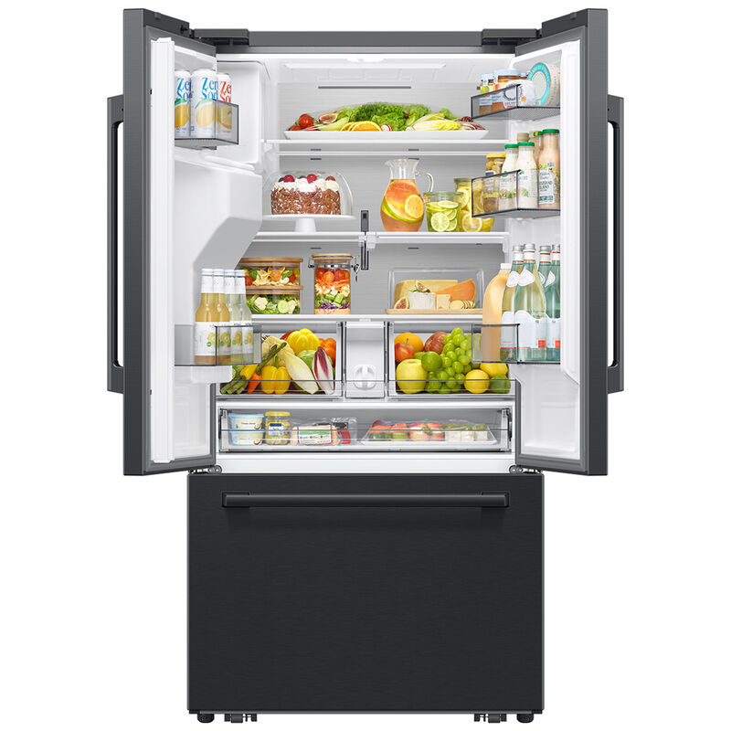 Samsung Bespoke 36 in. 28.5 cu. ft. Smart French Door Refrigerator with Ice & Water Dispenser - Fingerprint Resistant Matte Black Steel, , hires