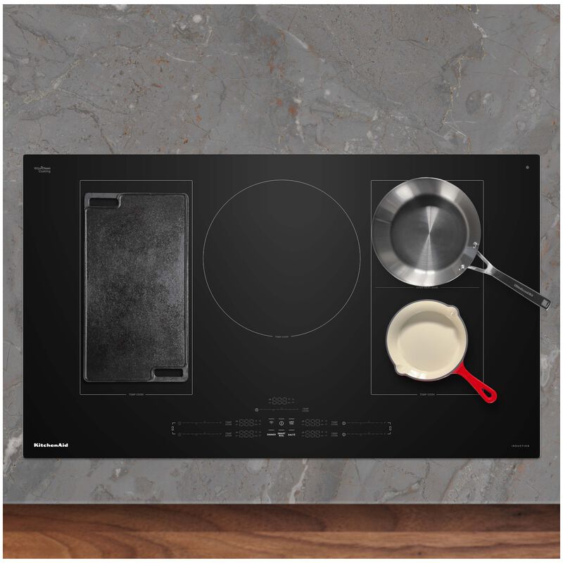 KitchenAid 36 in. 5-Burner Smart Induction Cooktop with Simmer Burner & Power Burner - Stainless Steel, , hires