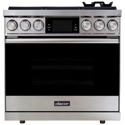 Dacor 36 in. 4.8 cu. ft. Smart Convection Oven Freestanding Dual Fuel Range with 6 Sealed Burners - Silver Stainless | DOP36C86DLS