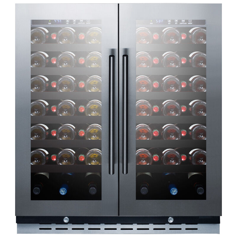 Summit 30 in. Compact Built-In or Freestanding Wine Cooler with 66 Bottle Capacity, Dual Temperature Zones & Digital Control - Stainless Steel, , hires