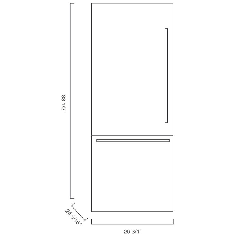 Blomberg 30 in. 16.4 cu. ft. Left-Hinged Built-In Counter Depth Bottom Freezer Refrigerator with Internal Water Dispenser - Custom Panel Ready, , hires