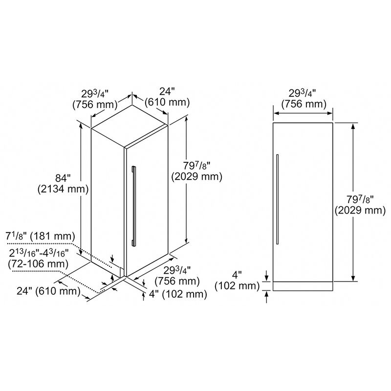 Bosch Benchmark 30 in. 16.8 cu.ft. Built-In Smart Counter Depth Freeezerless Refrigerator - Custom Panel Ready, , hires