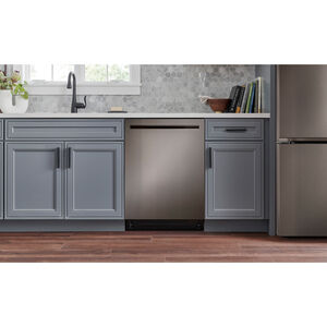 LG 24 in. Top Control Flush-Mount Smart Dishwasher with 46 dBA Sound level, 3rd-Rack, Dynamic Heat Dry with AutoVent Dry & Pocket Handle - Black Stainless Steel, , hires