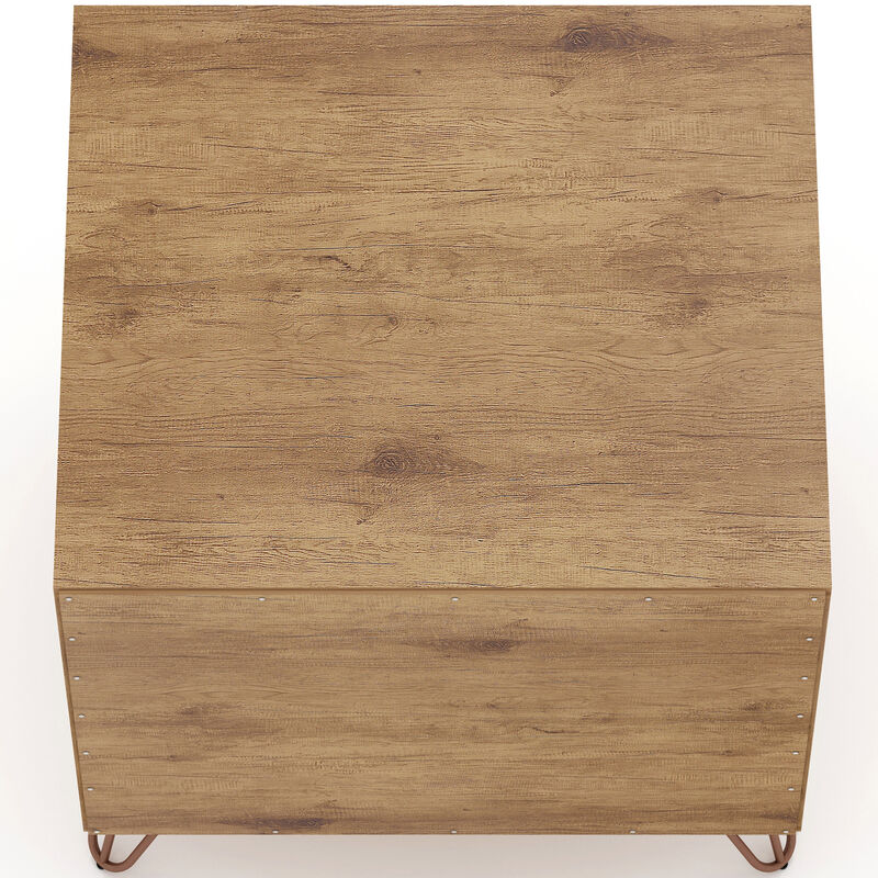 Manhattan Comfort Rockefeller Mid-Century Modern 1-Drawer Nightstand Textured Gray, , hires