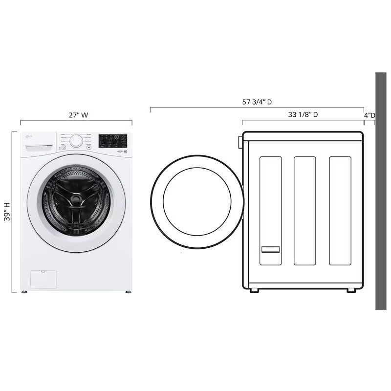 LG 27 in. 5.0 cu. ft. Stackable Front Load Washer with 6 Motion Technology, Tub Clean System & Speed Wash Cycle - White, , hires
