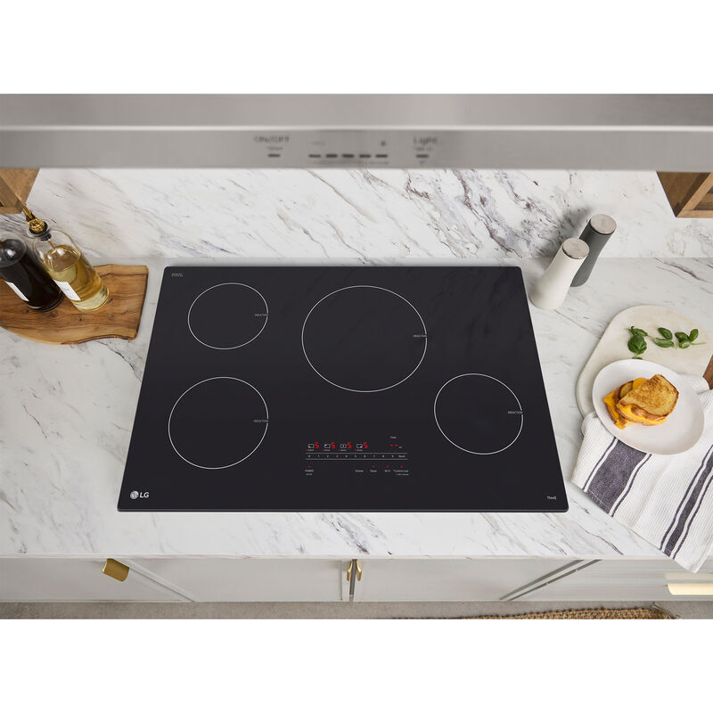 LG 30 in. 4-Burner Smart Induction Cooktop with Simmer Burner & Power Burner - Black, , hires