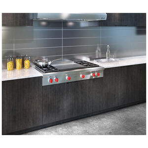 Wolf 48 in. 4-Burner Natural Gas Rangetop with Griddle & Power Burner - Stainless Steel, , hires
