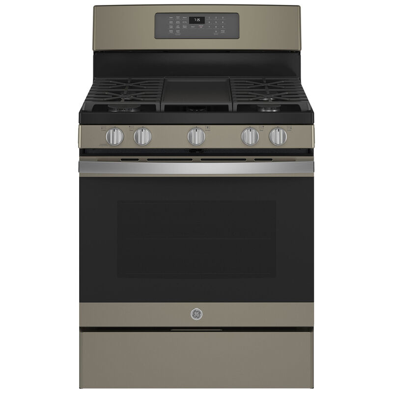GE 30 in. 5.0 cu. ft. Air Fry Convection Oven Freestanding Gas Range with 5  Sealed Burners & Griddle - Slate