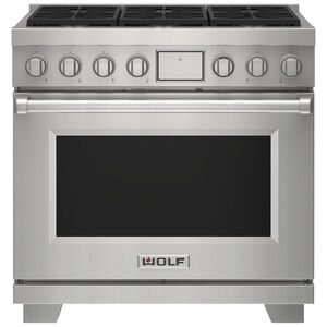 Wolf 36" Free Standing Natural Gas Dual Fuel Range - Stainless Steel, , hires