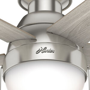 Hunter Anslee 46 in. Low Profile Ceiling Fan with LED Light Kit, Pull Chain- Brushed Nickel, Brushed Nickel, hires