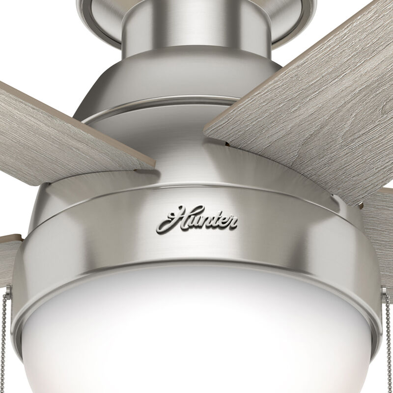 Hunter Anslee 46 in. Low Profile Ceiling Fan with LED Light Kit, Pull Chain- Brushed Nickel, Brushed Nickel, hires