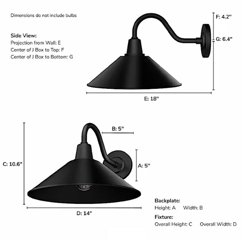 Hunter Skyflow Rustic Modern Metal Cone Outdoor Medium Wall Light-Matte Black, , hires