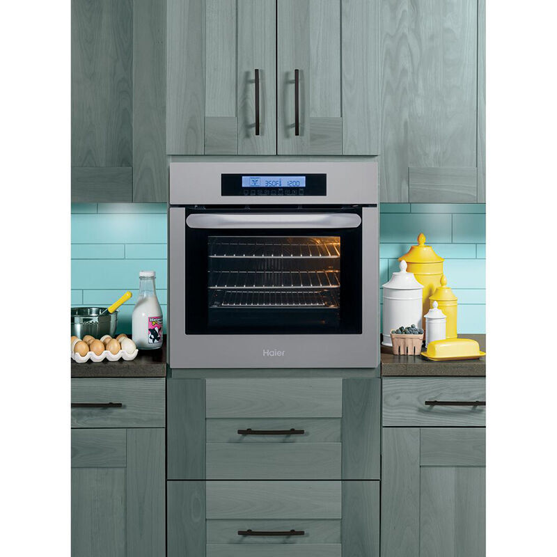 Haier 24" 2.0 Cu. Ft. Electric Wall Oven with True European Convection & Self Clean - Stainless Steel, , hires
