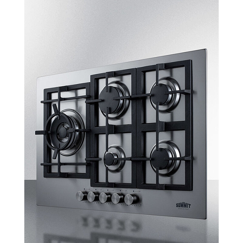 Summit 30 in. 5-Burner Natural Gas Cooktop with Simmer Burner - Stainless Steel, , hires