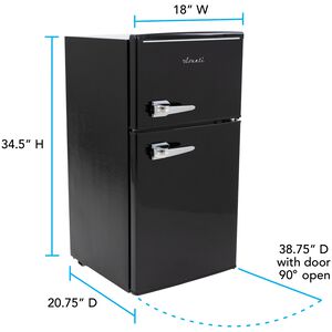 Avanti 18 in. 3 cu. ft. Mini Fridge with Top Freezer - Black, Black, hires