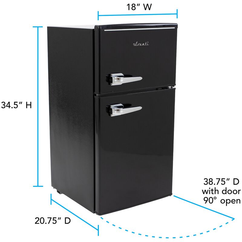 Avanti 18 in. 3 cu. ft. Mini Fridge with Top Freezer - Black, Black, hires