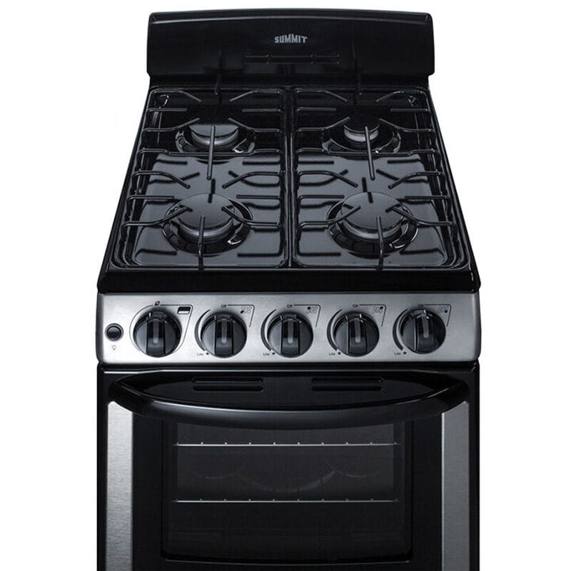 Summit 20 in. 2.3 cu. ft. Gas Range with 4 Sealed Burners - Stainless Steel, , hires