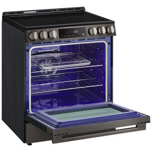 LG 30 in. 6.3 cu. ft. Smart Air-Fry Standard Convection Slide-In Electric Range with Radiant Burners - Black Stainless Steel, , hires
