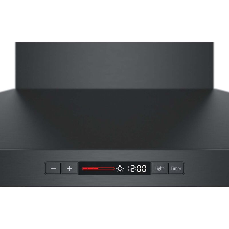 Bosch 800 Series 30 in. Convertible Chimney Style Range Hood with 600 CFM, 4 Fan Speeds & 2 Halogen Lights - Black Stainless Steel, , hires