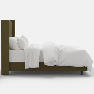 Skyline Furniture Linen Fabric Upholstered King Size Wingback Bed - Olive, , hires