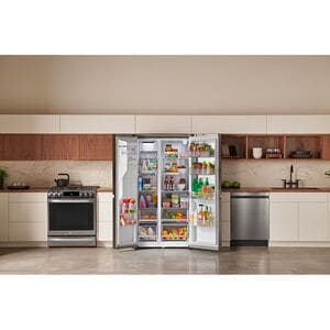 LG InstaView Series 36 in. 27.1 cu. ft. Smart Side-by-Side Refrigerator with External Ice & Water Dispenser - PrintProof Stainless Steel, PrintProof Stainless Steel, hires